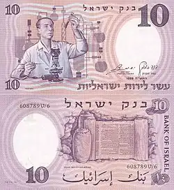 Rudi Weissenstein pózuje jako vědec na bankovce nové izraelské měny