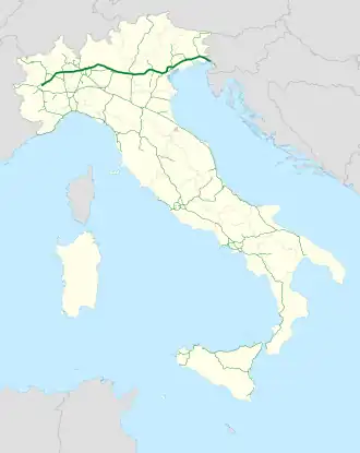 Italia - mappa autostrada A4