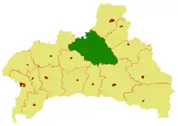Ivacevický rajón (zeleně) na mapě Brestské oblasti