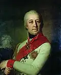 Příklad nošení řádu: Generál I.V. Bunin na obraze V. Borovikovského (1801)