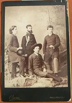 Ivan Stojanovič (sedící), Anton Mitov, Valjo Stefov, neznámý