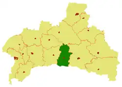 Ivanaŭský rajón (zeleně) na mapě Brestské oblasti