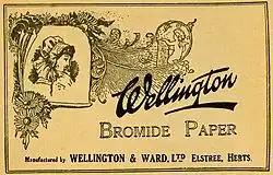 Nálepka pro fotografický bromidový papír "Wellington & Ward", asi 1895