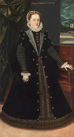 Marie Anna v roce 1577 autor portrétu umístěného ve vídeňském uměleckohistorickém muzeu byl Cornelis Vermeyen
