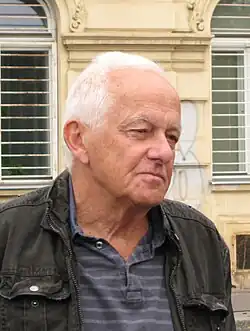 Jan Hančl na demonstraci proti demolici Božky, 19. září 2021