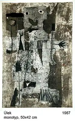 Úlek, monotyp 50 x 42 cm, 1967