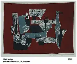 Malý jezdec, sítotisk na hedvábí, 1962