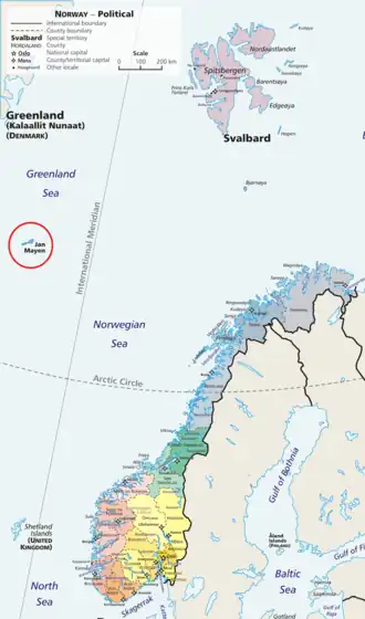 Poloha Špicberků a Jan Mayenu