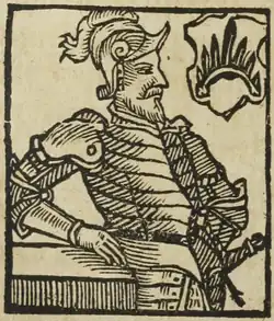 Jan Meziříčský z Lomnice (kresba B. Paprockého, Zrcadlo slavného Markrabství moravského, 1593)