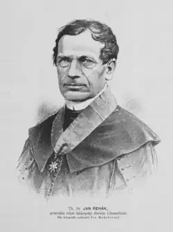 Jan Nepomuk Řehák na rytině od Josefa Mukařovského v roce 1887