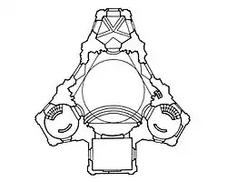 Trojúhelníkovitý půdorys kaple svaté Anny v Panenských Břežanech