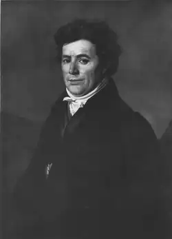 MUDr. Jan Theobald Held na portrétu A. Machka, cca 1825 (černobílá fotografie)