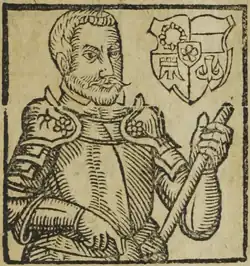 Jan starší z Hradce (fiktivní portrét, B. Paprockiː Zrdcadlo Slawneho Margrabstwij Morawskeho, 1593)