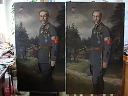 Originál a kopie portrétu Johanna Rudolfa Maxmiliána von Hardegg