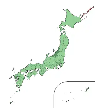 Poloha prefektury Niigata na mapě Japonska