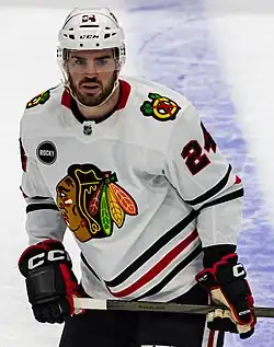 Jaycob Megna v roce 2024 v dresu Chicago Blackhawks