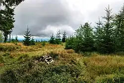 Malá kamenná mohyla na vrcholu Jeřábu