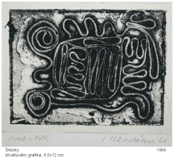 Šňůrky (strukturální grafika), 9,5 × 12 cm, 1966