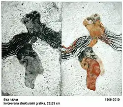 Bez názvu, kolorovaná strukturální grafika, 23 × 29 cm, 1968–2010