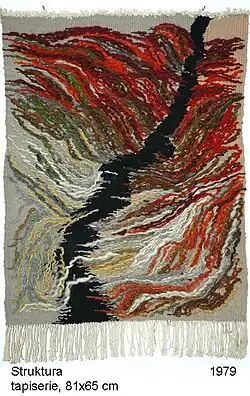 Struktura, autorská, ručně tkaná tapiserie 81 × 65 cm, 1979