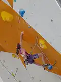 Jessica Pilz v semifinále ME 2013 v lezení na obtížnost v Chamonix