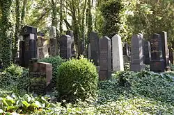 Moderní náhrobky na židovském hřbitově v Lounech