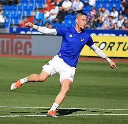 Jiří Fleišman v dresu FC Baník Ostrava při prvoligovém zápase.