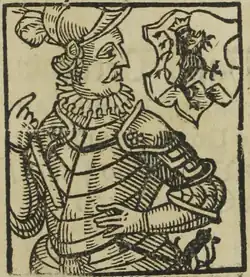 Jiří ze Žerotína (kresba B. Paprockého, Zrcadlo slavného Markrabství moravského, 1593)