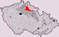 Jičínská pahorkatina na mapě Česka