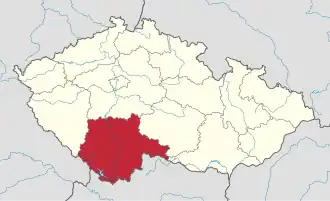 Jihočeský kraj - přibližný rozsah geografického pojmu jižní Čechy