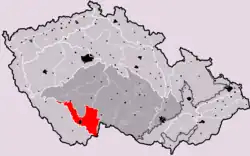 Jihočeské pánve na mapě Česka