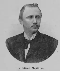 Jindřich Maštálka jako poslanec Říšské rady (podle fotografie kreslil Jan Vilím, 1897)