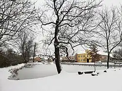 Zimní pohled od skateparku Butovická (únor 2021)