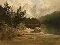 Eibsee mit Wetterstein, olej na plátně