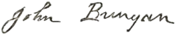 John Bunyan – podpis