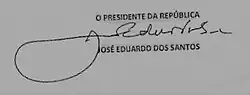 José Eduardo dos Santos, podpis