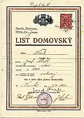 Duplikát Listu domovského Josefa Štafla