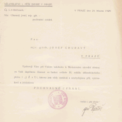 Od velitele 1. pěší divize generála Bartoše (20. března 1929)