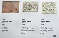 Josef Čapek náčrty – Kostelík na kopci