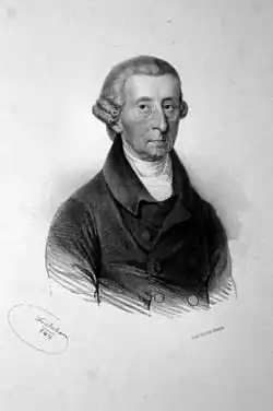 Josef Alois Jüstel na litografii od Josefa Kriehubera (z roku 1844)