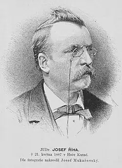 Josef Říha na kresbě od Josefa Mukařovského