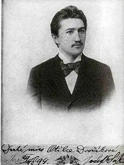 Fotografie Josefa Suka s věnováním "drahé Otilce Dvořákové", rok 1894