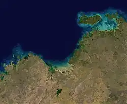 Satelitní snímek zálivu Josefa Bonaparta z NASA