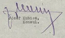 Józef Kubisz – podpis