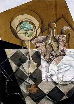 Juan Gris: Mísa s ovocem, 1914, křída a olej na plátně, 92 x 65 cm, Kröller-Müller Museum, Holandsko