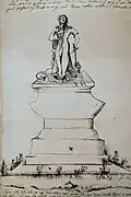 Vyobrazení sochy svaté Juliány z Kroniky mlýna kopanského od nejstarších dob do dnů našich, 1862.