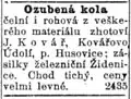 Reklama na ozubená kola v Lidových novinách z roku 1905.