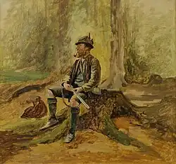 Julius Mařák, Myslivec, olej na kartonu, datace – okolo r. 1880[16]