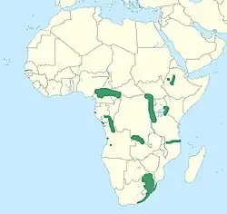 Mapa rozšíření krutihlava červenokrkého