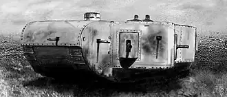 Prototyp supertěžkého tanku K-wagen (předek tanku je vpravo)